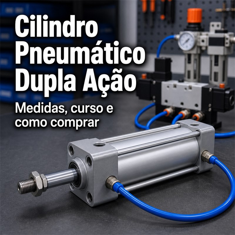 cilindro pneumático dupla ação medidas curso como comprar