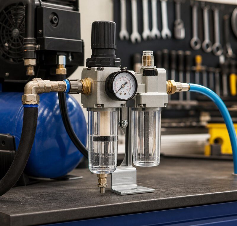 Lubrifil instalado em linha de ar comprimido para compressor de ar