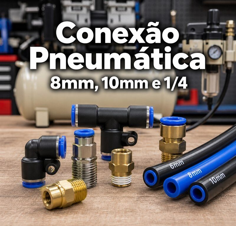 conexão pneumática engate rápido 8mm 10mm rosca 1/4 para ar comprimido