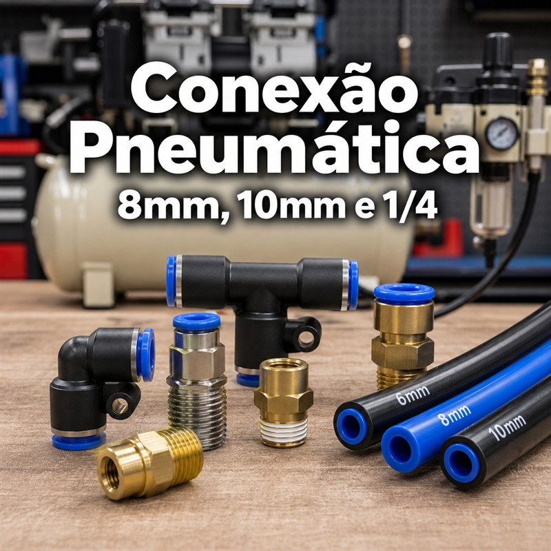 conexão pneumática engate rápido 8mm 10mm rosca 1/4 para ar comprimido