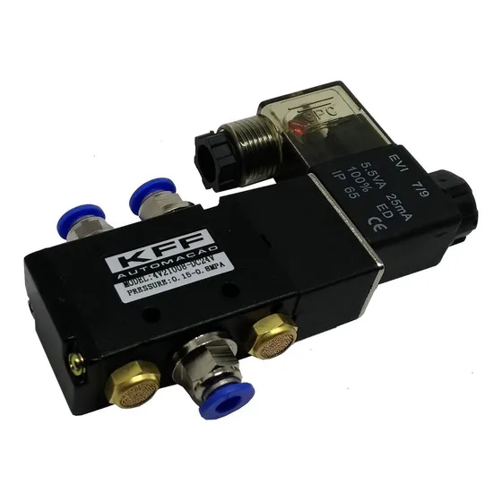 KFF Válvula Solenoide/Mola 5/2 Vias 1/4 Tubo 6mm 24V