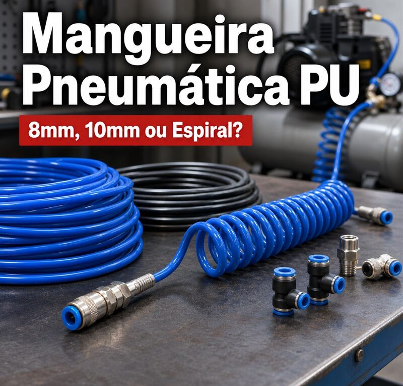 mangueira pneumática PU espiral 8mm 10mm ar comprimido