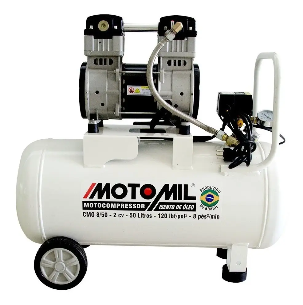 Compressor odontológico Motomil CMO 8 50 isento de óleo 50 litros
