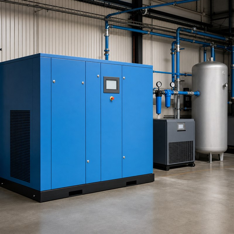 compressor para oficina mecânica com reservatório e linha de ar comprimido