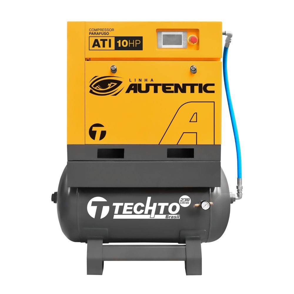 Compressor de parafuso Techto 10 HP com reservatório 230 litros