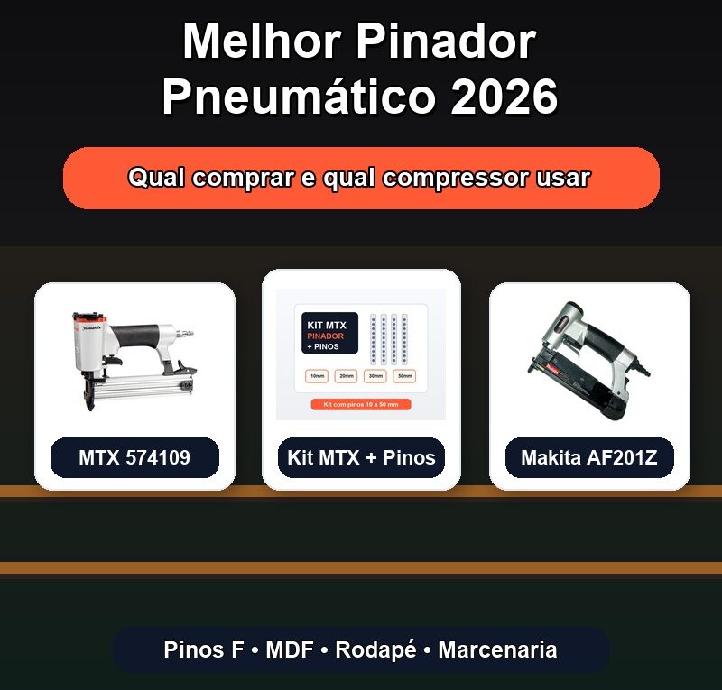 melhor pinador pneumático 2026 para compressor com produtos nítidos