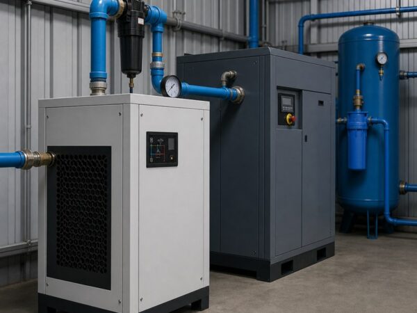 Secador de ar comprimido instalado em sala de compressor industrial