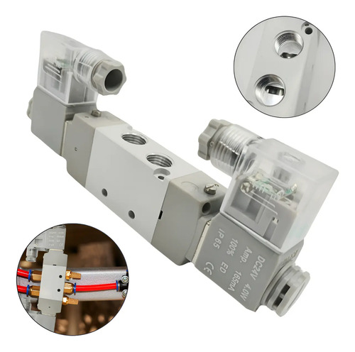 válvula pneumática duplo solenoide 5/2 24v 220v 1/4
