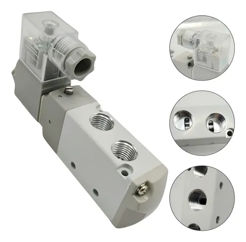 válvula pneumática solenoide 24v 220v 5/2 retorno mola 1/4